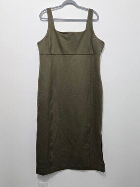 Spanx Ponte Sleeveless Shaping Midi Tank Dress Size 2X Square Neck Green Office
